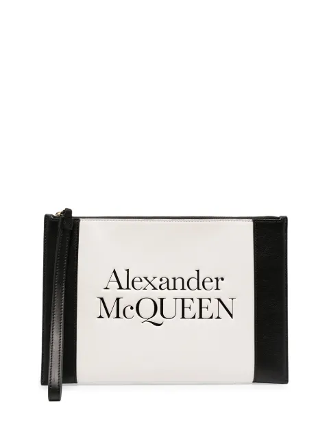 Alexander McQueen embossed logo colour block clutch