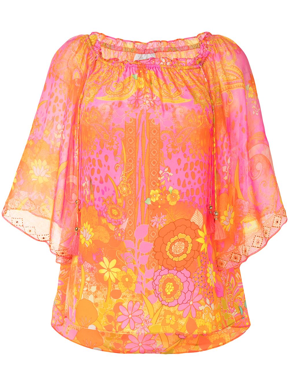 фото Camilla блузка с открытыми плечами и цветочным принтом