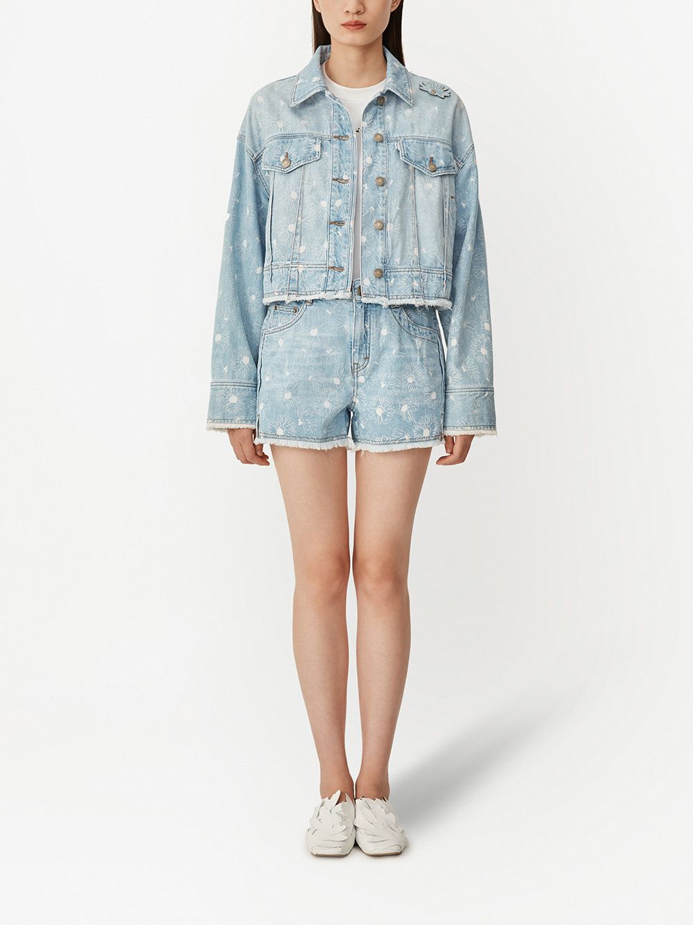 PortsPURE Floral Print Denim Shorts - Farfetch