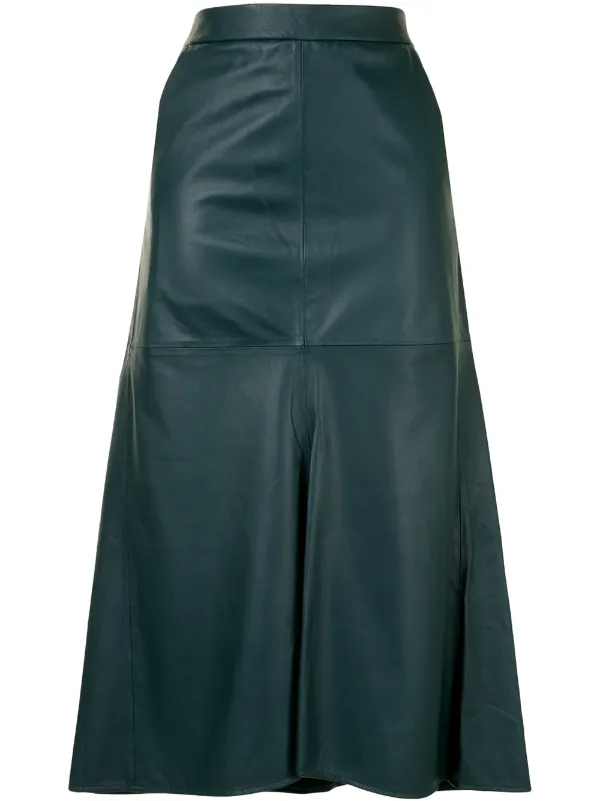 tibi leather midi skirt