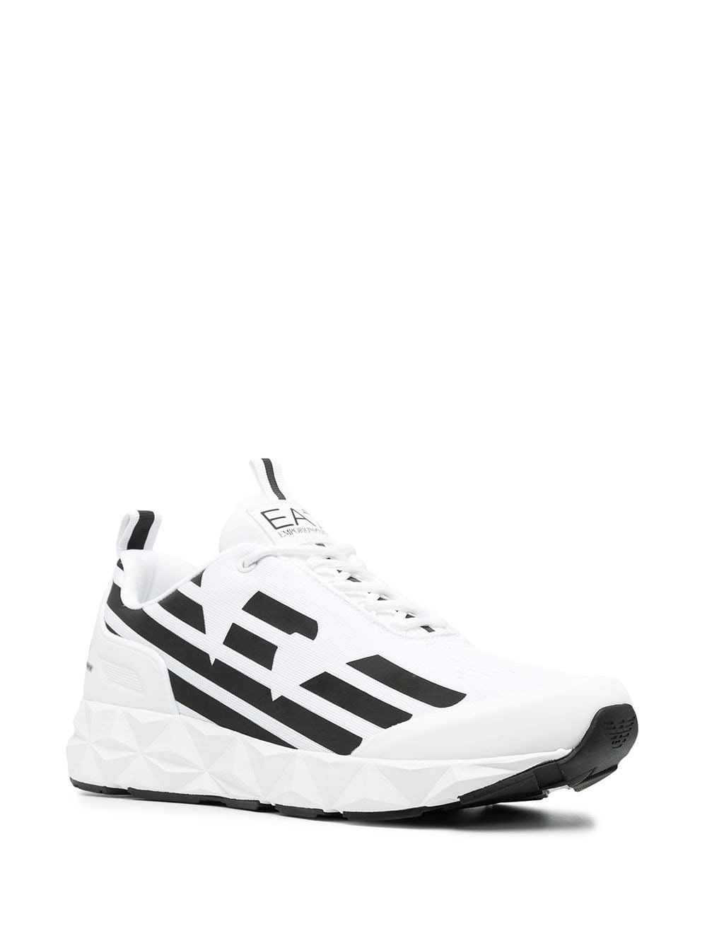 Shop Ea7 Two-tone Lace-up Sneakers In White