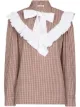Image 1 of Batsheva Carol ruffled gingham bowtie blouse