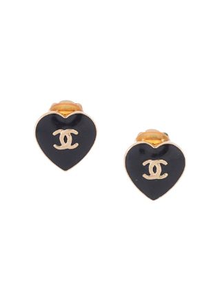 Shop black Chanel Pre-Owned 1994 CC heart-shaped earrings with Express  Delivery - Farfetch