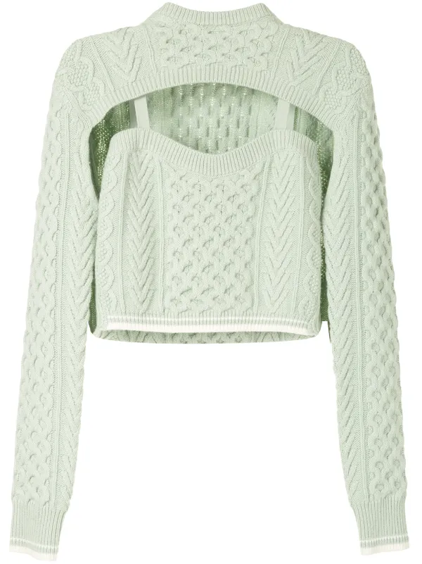 green cropped jumper