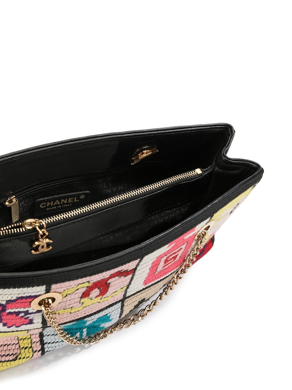 CHANEL needlepoint lucky charms patchwork pochette bag with gilt