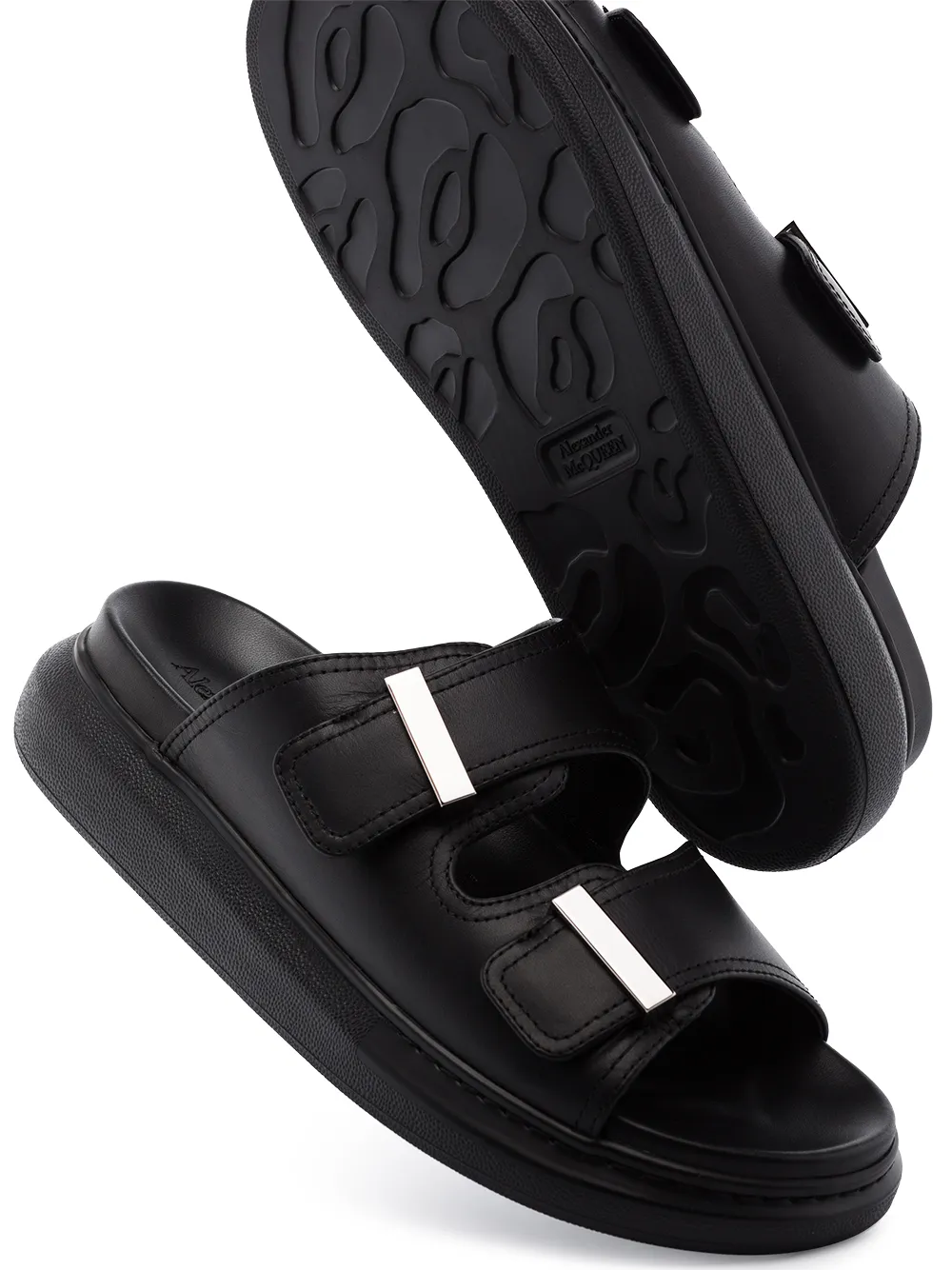 Alexander Mcqueen Black Rubber Hybrid Sandals | ModeSens