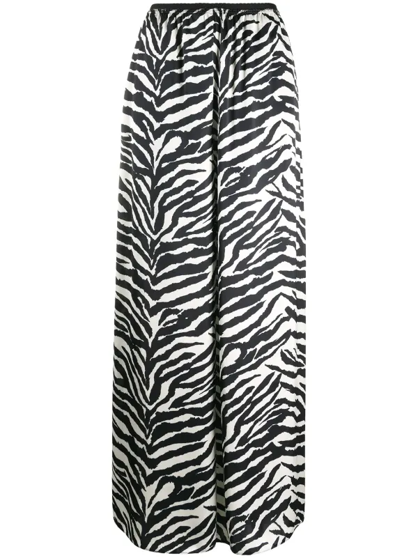 zebra print wide leg trousers