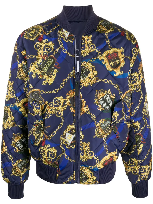 Versace Jeans Couture Bomberjacke Mit Ketten Print Farfetch Versace Bomberjacken für Herren Farfetch