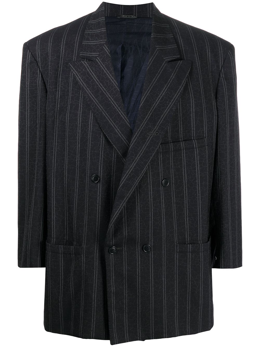 Pre-owned Versace 1980s Pinstripe Double-breasted Blazer In Blue