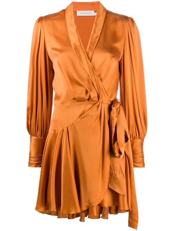 zimmermann silk mini wrap dress