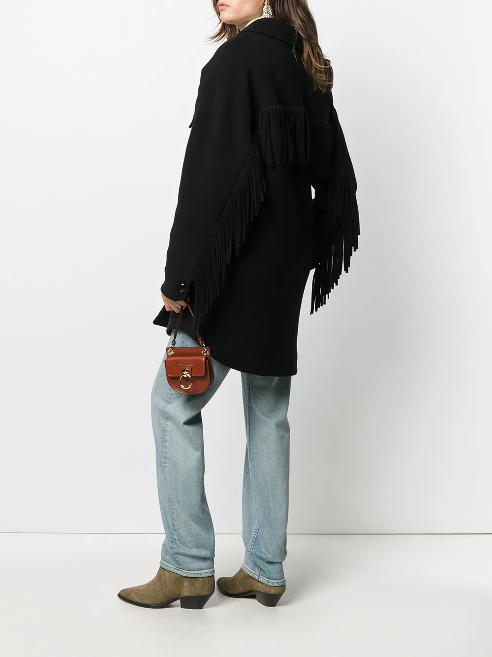  Woolrich Mantel Mit Fransen   Schwarz 