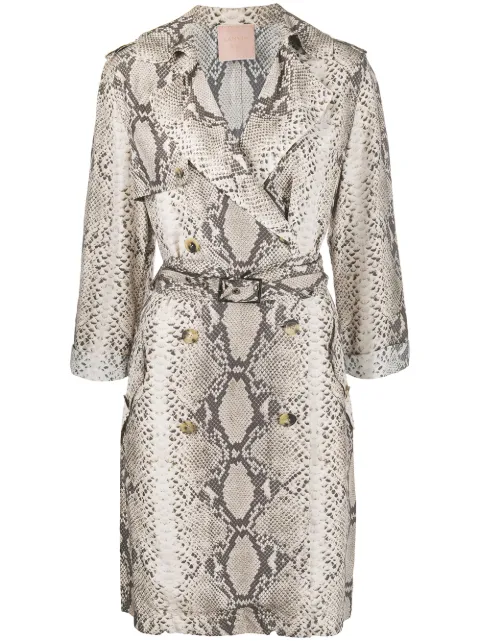 Lanvin Pre-Owned snakeskin print double-breasted trench coat