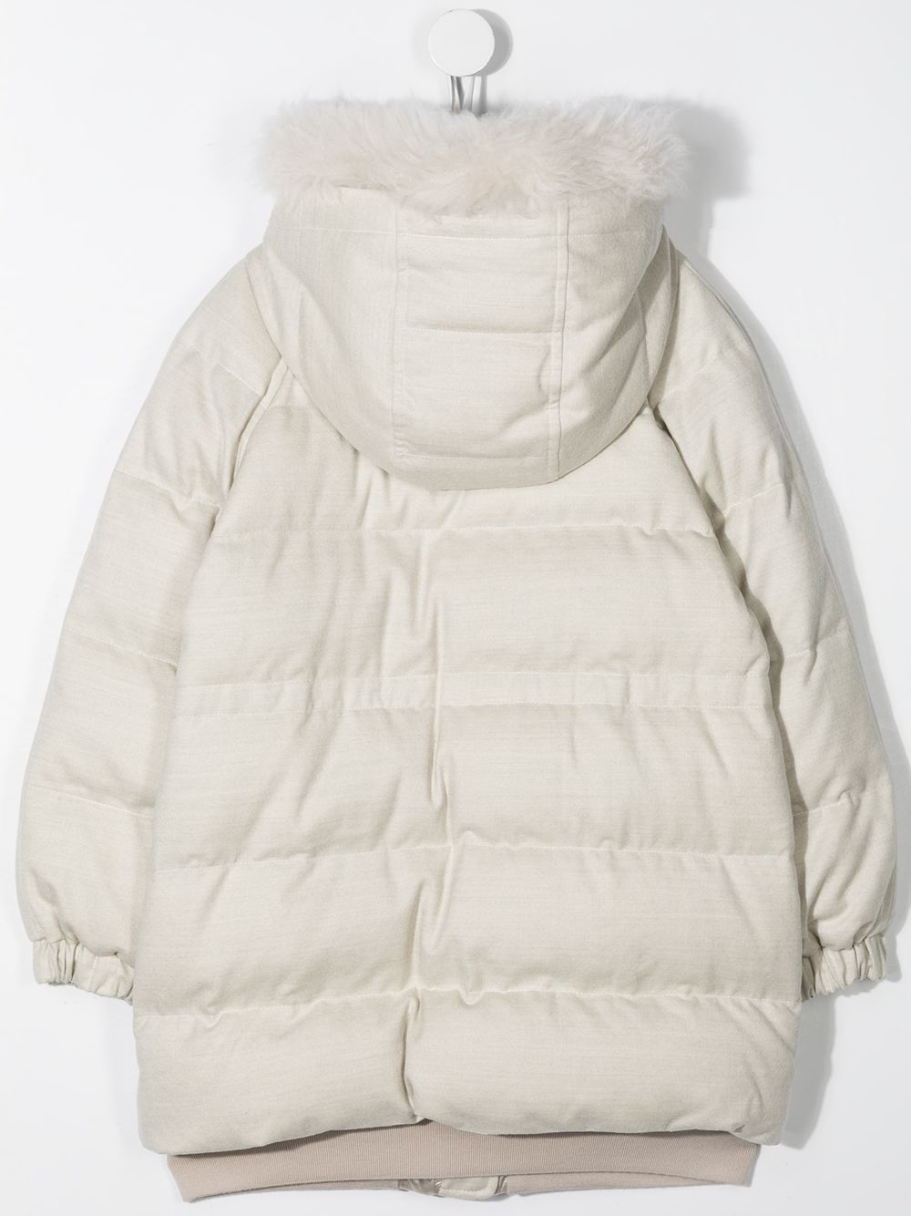 Shop Brunello Cucinelli Padded Jacket With Faux Fur Trim In Neutrals