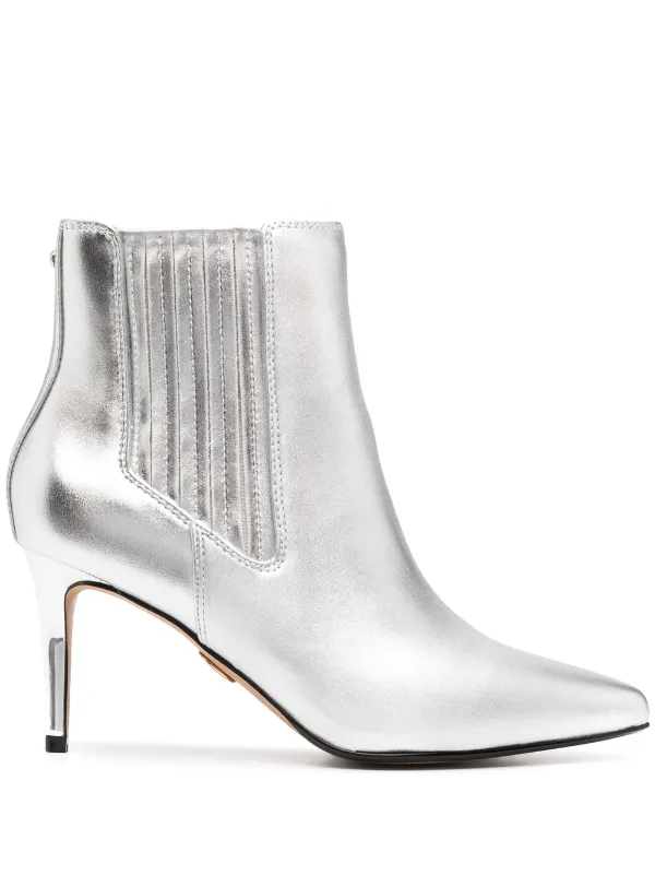 metallic silver ankle boots