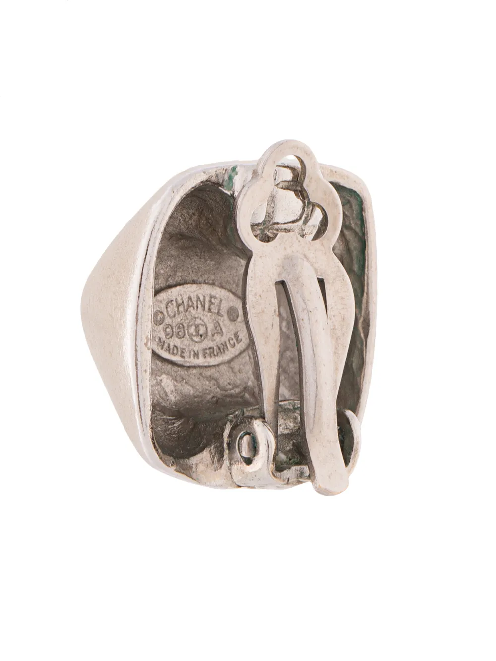 Pre-owned Chanel 1998 Cc Clip-on Earrings In Silver