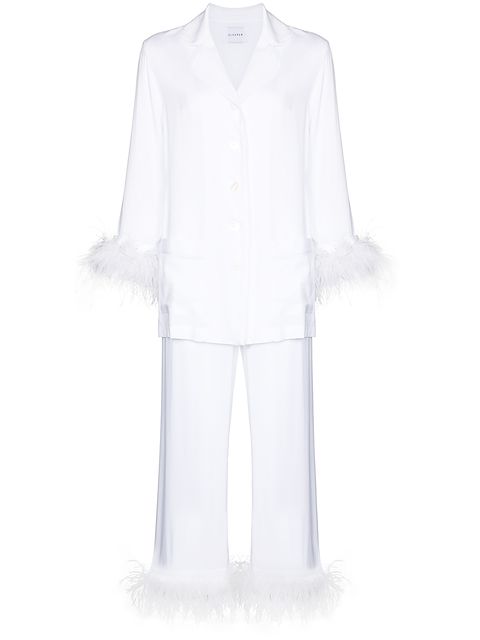 Sleeper feather trim pajama set