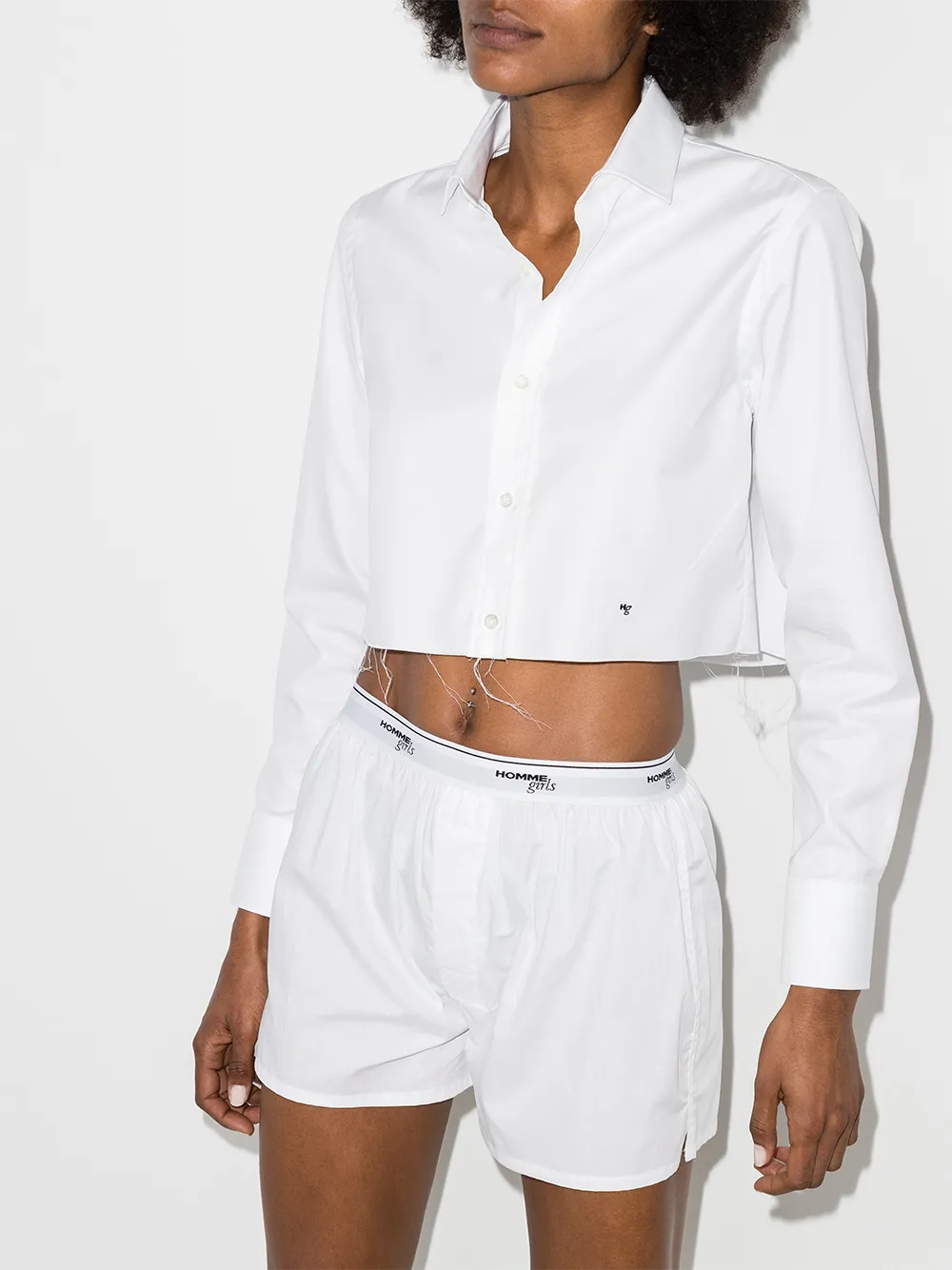 HommeGirls Cropped blouse - Wit