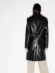 Sunflower single-breasted leather midi coat
