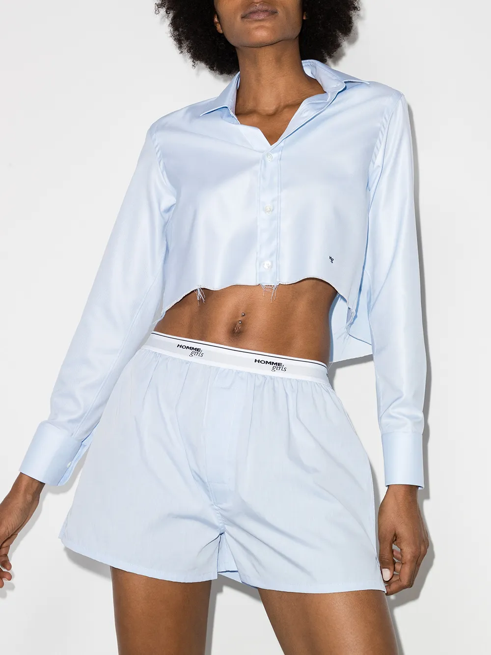 HommeGirls Cropped blouse - Blauw