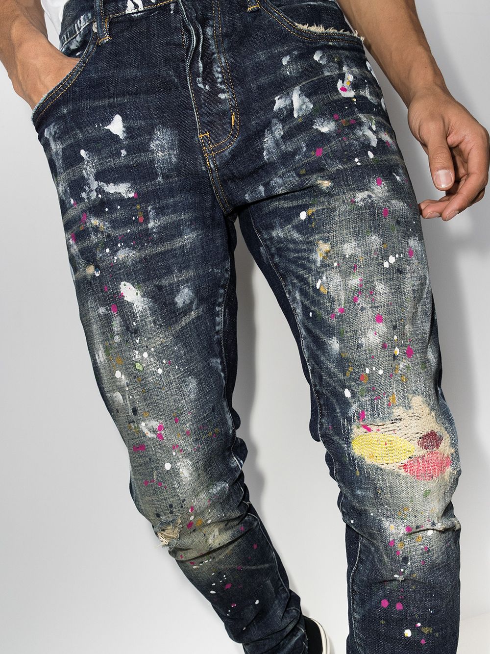 Shop Purple Brand Paint Splatter Distressed Jeans In Blue