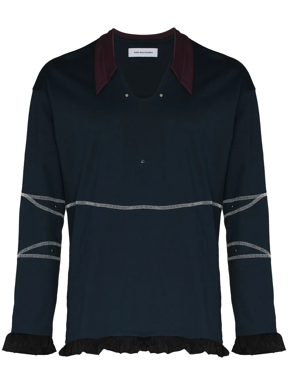 

Kiko Kostadinov Norman Armour ruffle-trim polo shirt - Blue