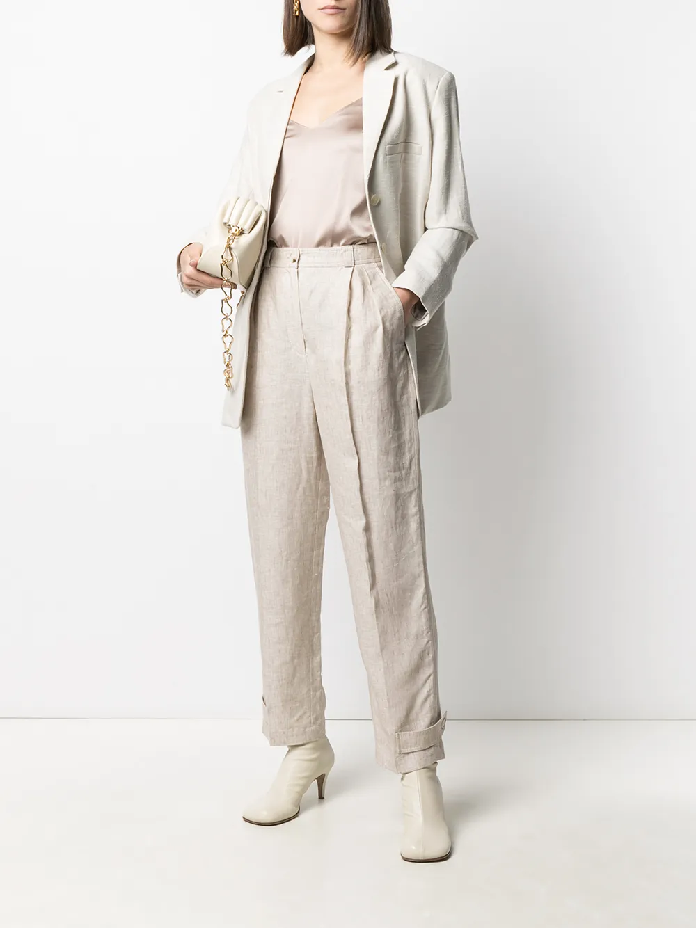 12 STOREEZ Geplooide broek - Beige