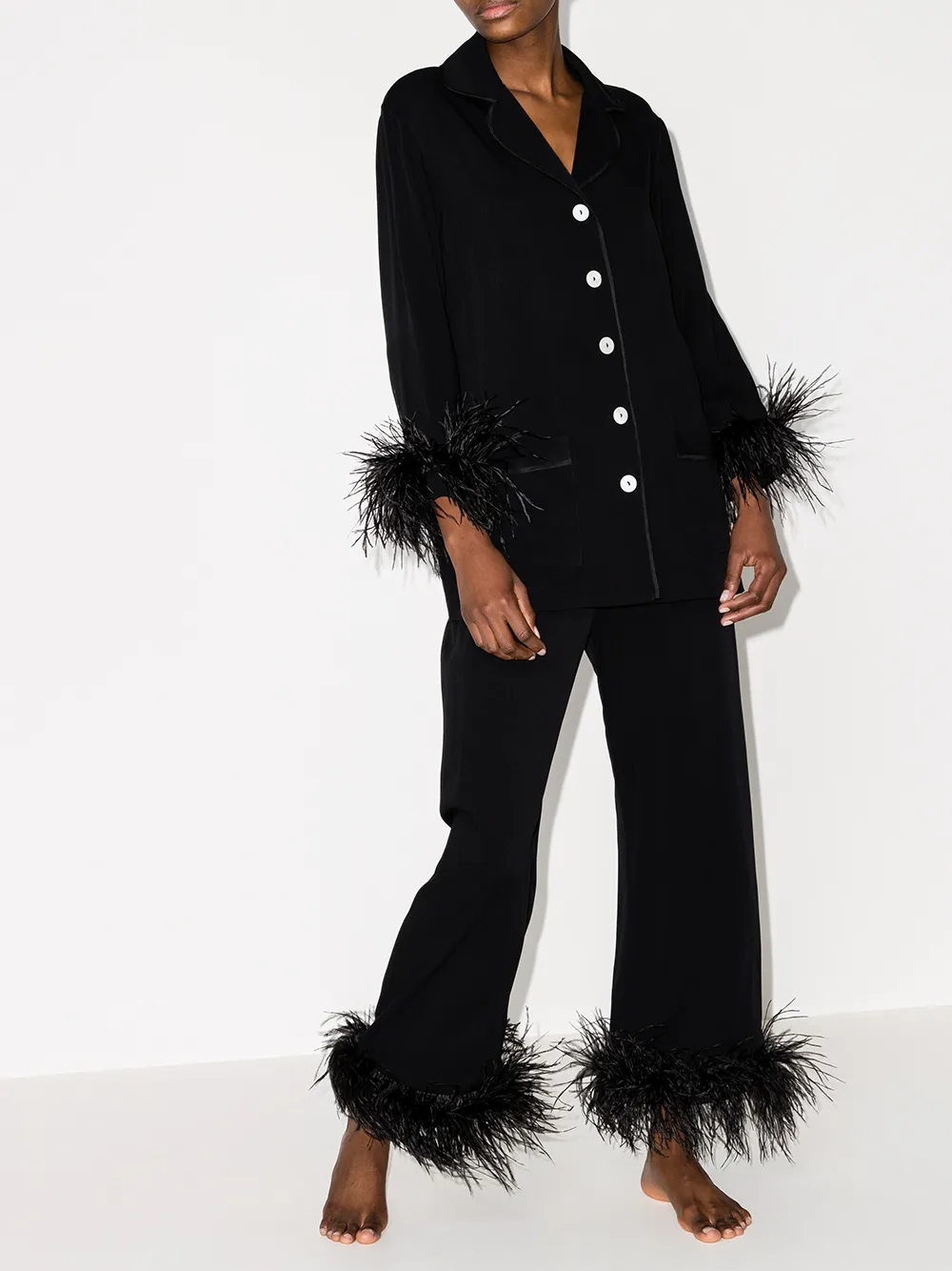 Image 2 of Sleeper feather detail pajama set