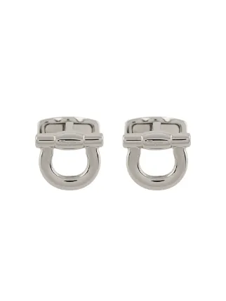 Salvatore Ferragamo silver double gancini cufflinks good