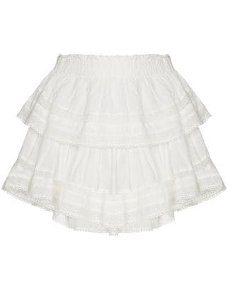 LoveShackFancy lace-trim Cotton Miniskirt - Farfetch