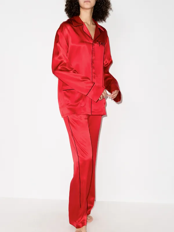 red silk pyjamas