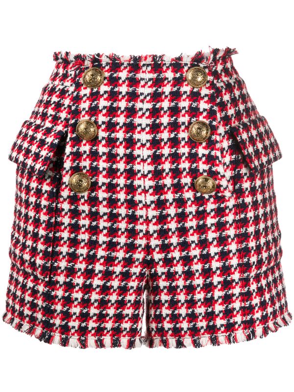 tweed high waisted shorts