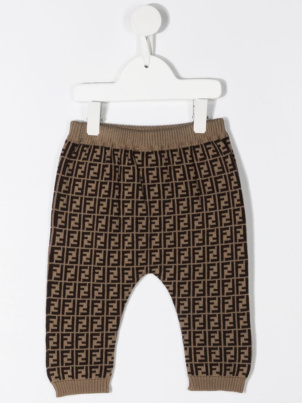 Shop Fendi Ff Motif Trousers In 棕色