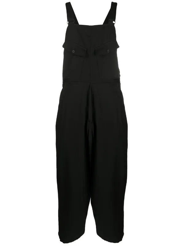 black dungaree trousers