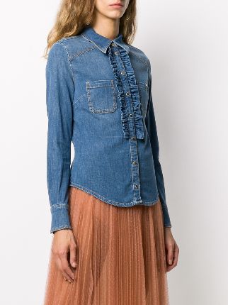 ruffled denim buttoned shirt展示图