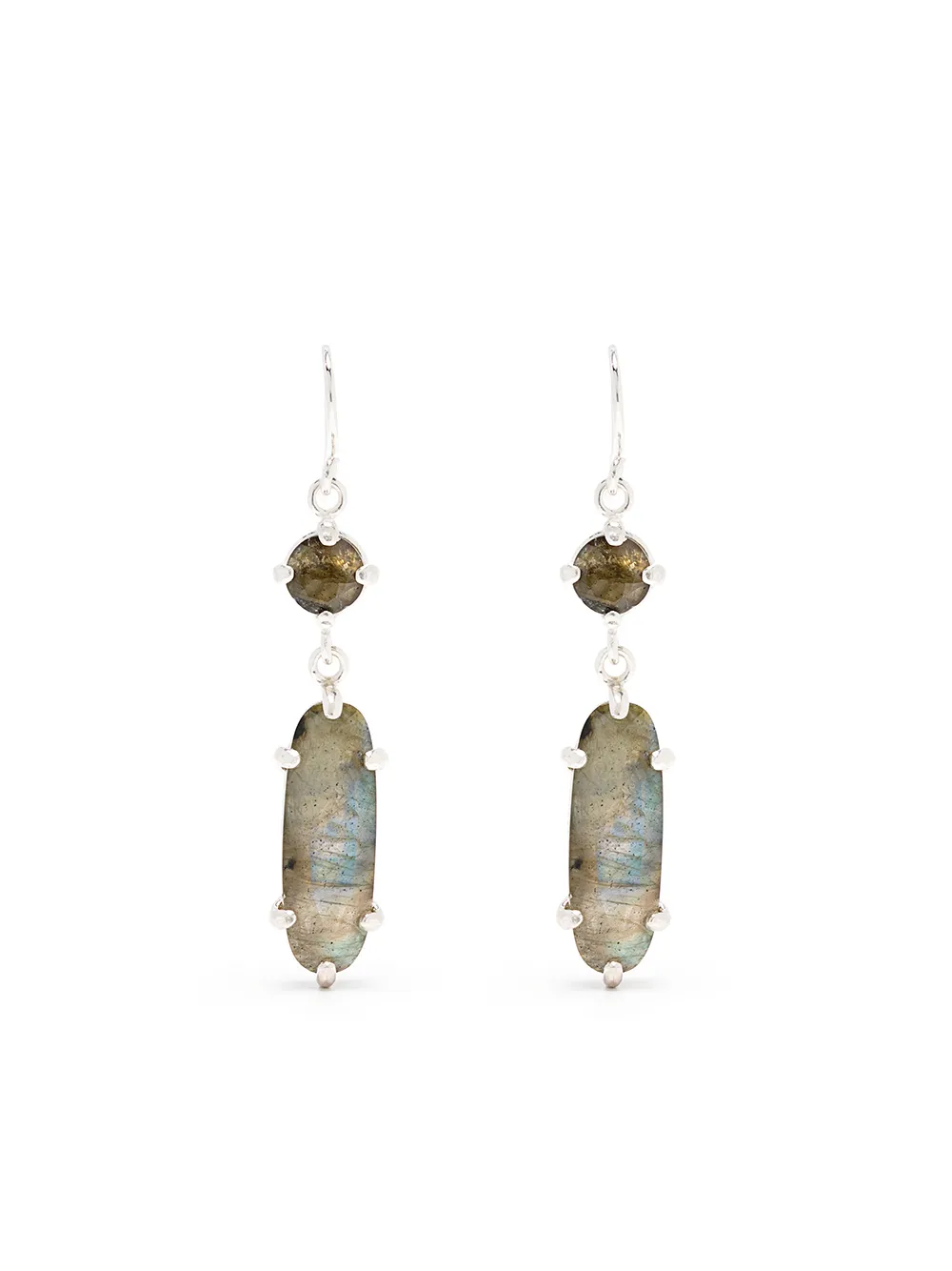 Wouters & Hendrix Labradorite Hook Earrings In Silver