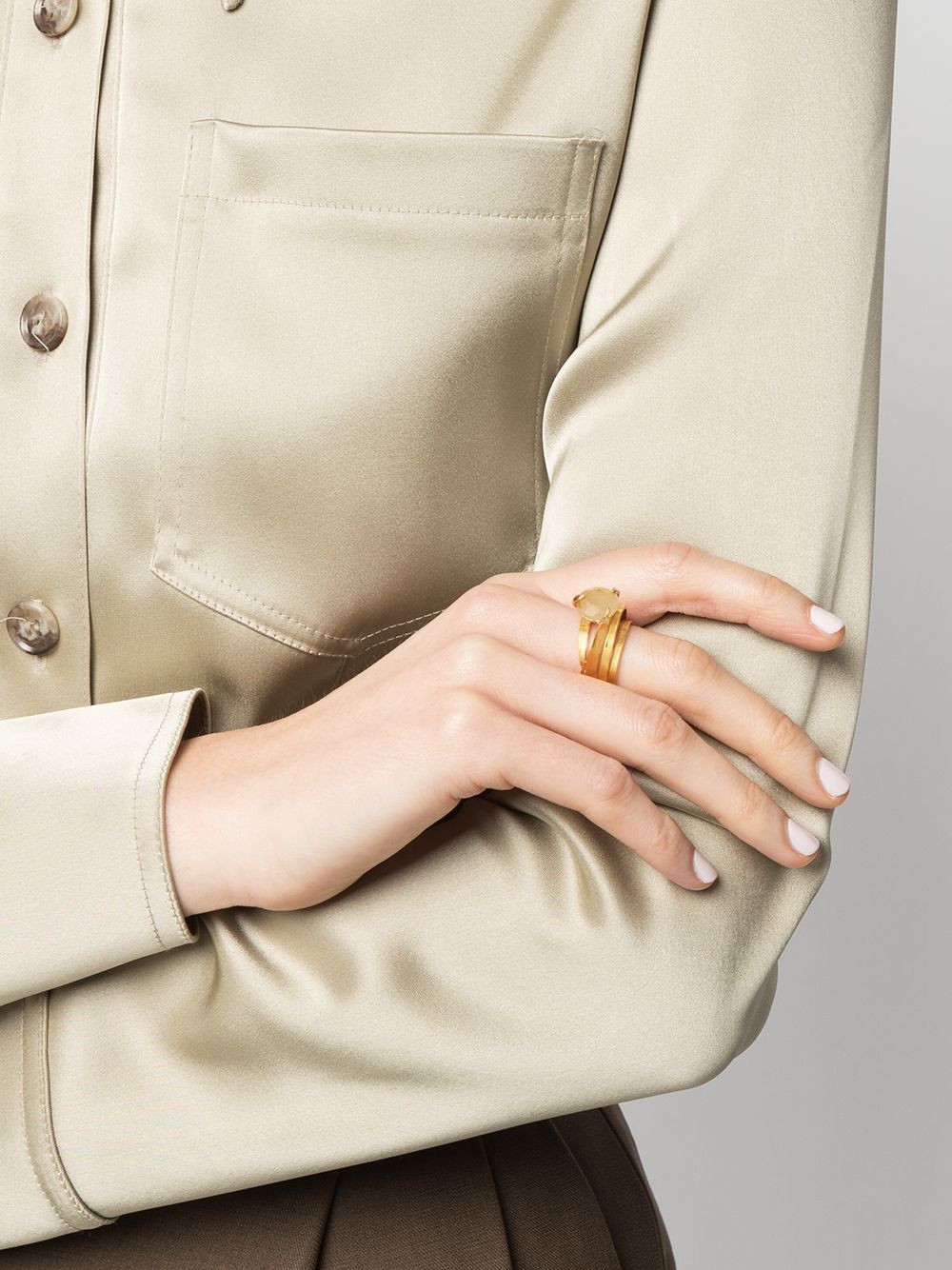 Shop Wouters & Hendrix Stacked Stone Ring In Gold