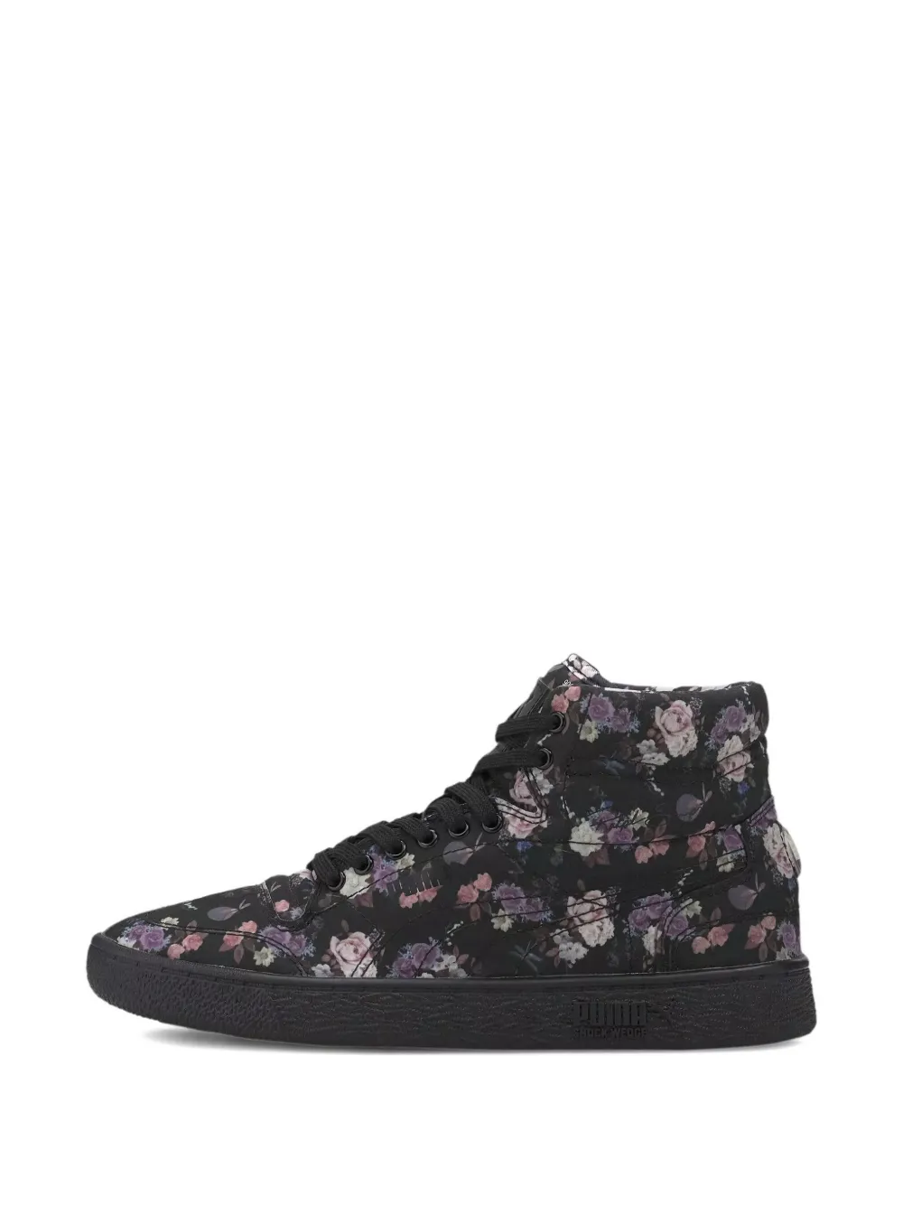 Puma Floral Print High-top Sneakers In Black