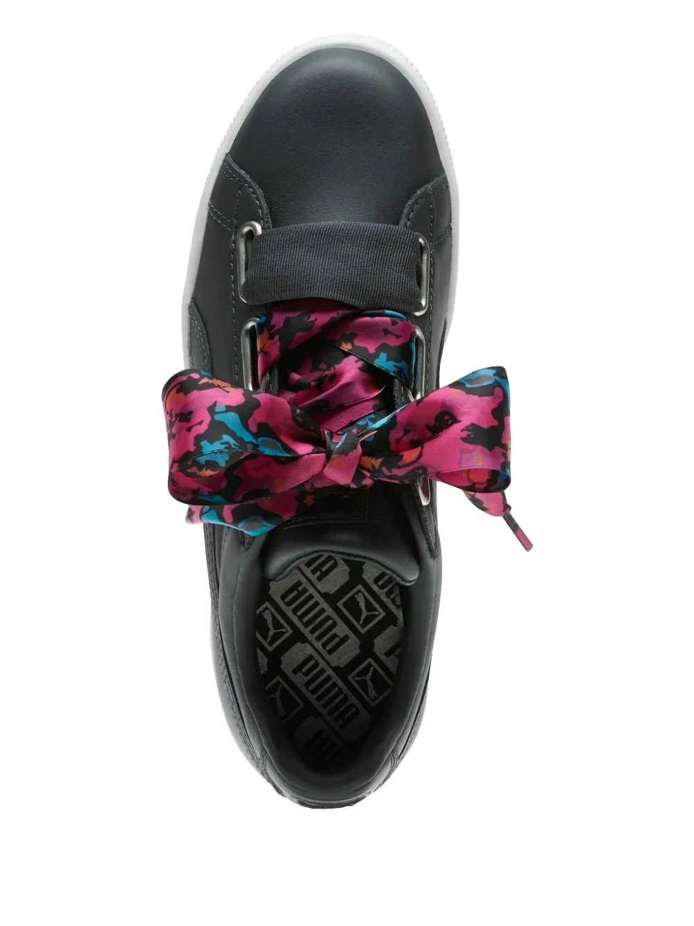 Puma Satin-bow Leather Sneakers In Animal Print