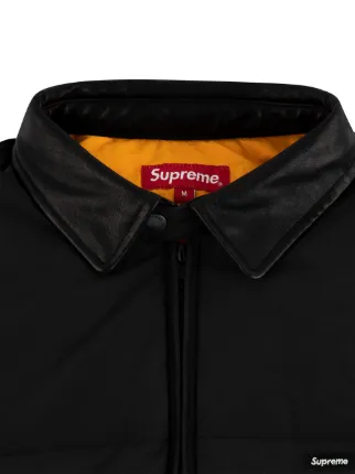 supreme leather collar puffy jacket