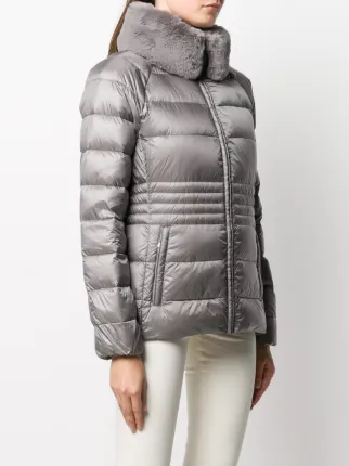 faux fur-trimmed puffer jacket展示图