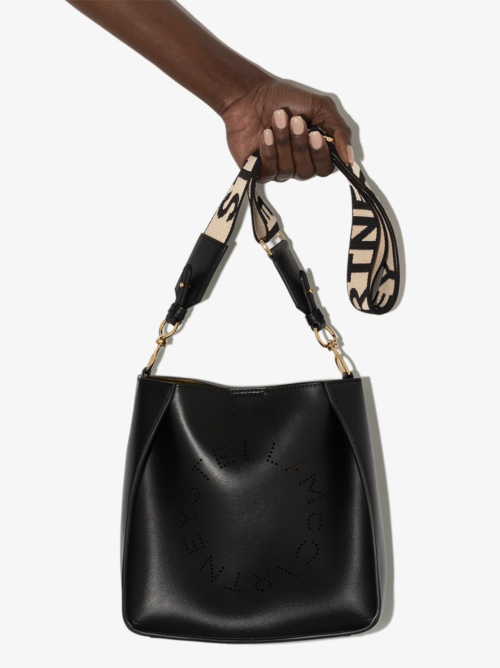 фото Stella mccartney black logo mini cross body bag