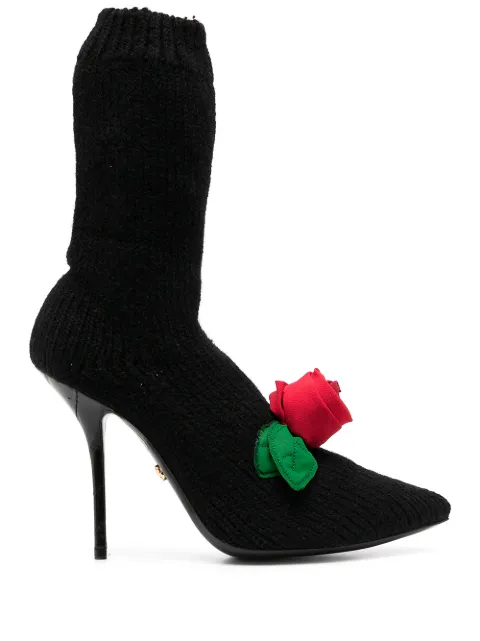Dolce & Gabbana knitted style rose calf boots