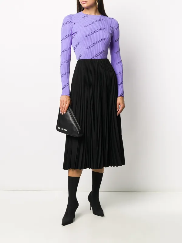 High-waisted Pleated Midi Skirt
