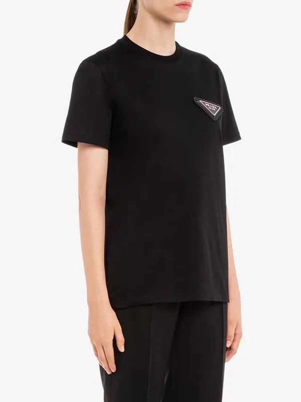 Shop Prada triangle-logo jersey T-shirt with Express Delivery - FARFETCH