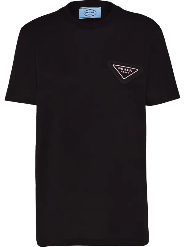 Shop Prada triangle-logo jersey T-shirt with Express Delivery - FARFETCH