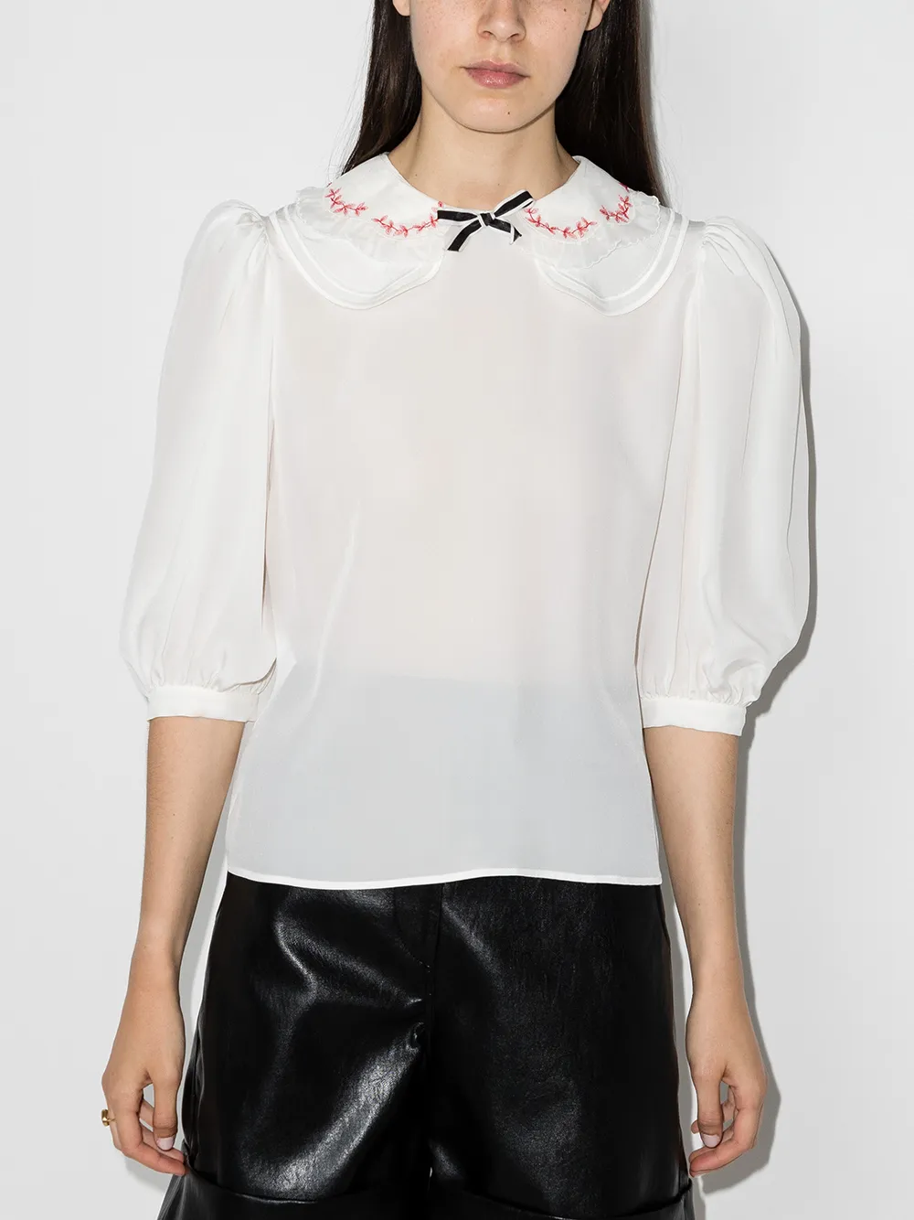 Immagine 2 di Miu Miu Blusa con ricamo