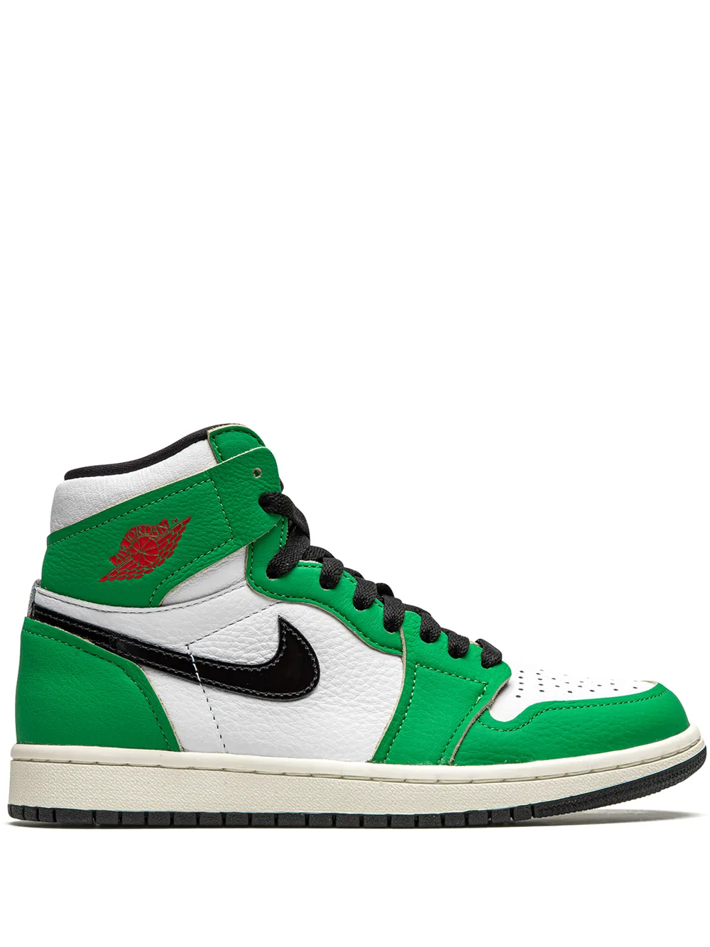 green and white high top jordans