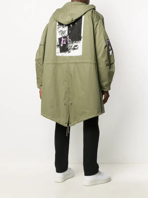 Shop Green Raf Simons X Fred Perry Punk Oversized Parka With Express Delivery Farfetch