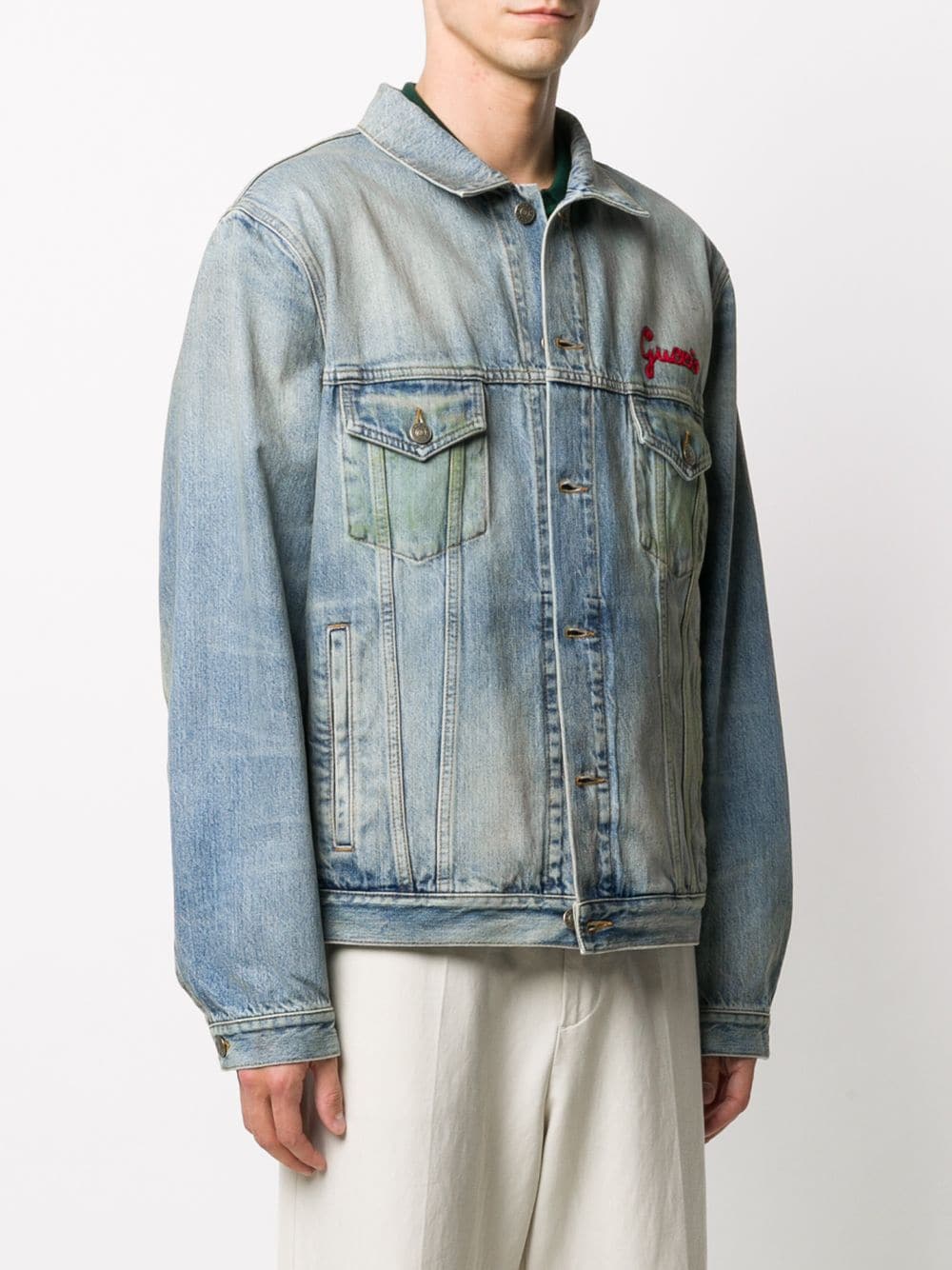 фото Gucci джинсовая куртка с вышивкой