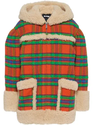plaid shearling coat